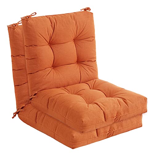 Tiita Outdooor Cushion, High Seat/Back Chair Cushion With Ties, Spring/Summer Seasonal Replacement Couch Cushions, Deep Seat Patio Cushion, Patio Seat Cushion For Swing Bench Wicker Furniture (Orange) #TOP14