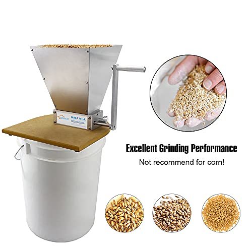 Ferroday Malted Grain Mill Malt 2 Roller Stainless Steel Malt Crusher Heavy Duty Malt Mill Homebrew Grain Crusher Adjustable Barley Grinder Low Speed Drill Available Manual Malt Mill Malted Grain Mill #TOP4