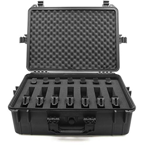 Casematix 23" Customizable 7 Pistol Multiple Pistol Case - Waterproof & Shockproof Hard Gun Cases For Pistols, Magazines And Accessories - Multi Gun Case For Pistols With Two Layers Of 2" Thick Foam #TOP24