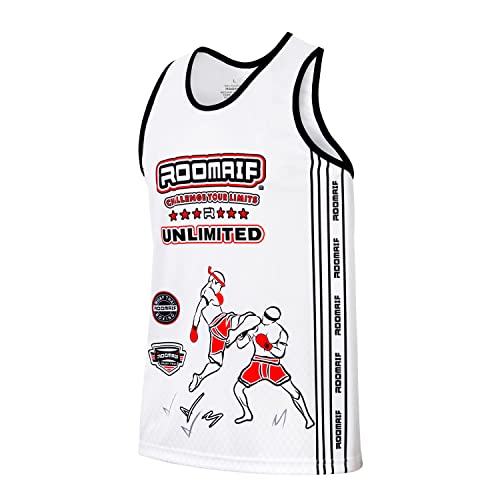 ROOMAIF débardeur Boxe Shirt Boîtes de Kick Boxing Chemise Radio-Commande Entraînement Boxe thaï MMA Gym Chemise de, Weiß, XL Cover