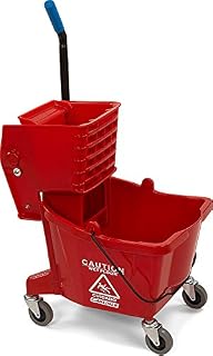 Carlisle 3690805 Commercial Mop Bucket with Side Press Wringer, 26 Quart Capacity, Red