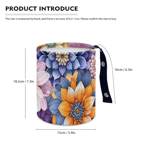 Image of Pensura Oil Painting Flower Auto Trash Bag Interior Bottom Waterproof Camping Trash Can Reusable Car Rubbish Bag Foldable Rubbish Bin Universal Fit for Car SUV Trucks
