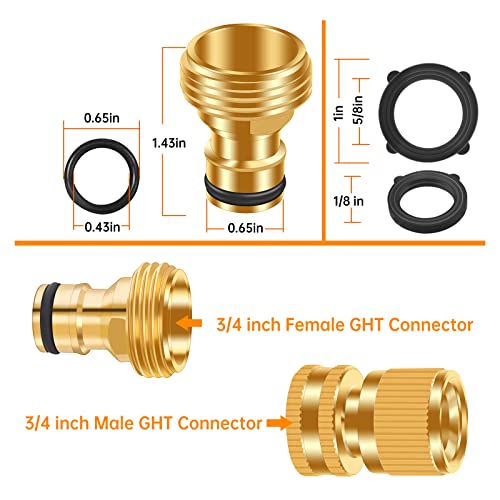 Frqntkpa Garden Hose Quick Connector, No-Leak 3/4 Inch Ght Thread Fitting Water Hose Female Adapter And Male Adapter, Heavy-Duty Rust Resistant Brass Water Pipe Connect, Easy To Use (14 Pack #TOP1