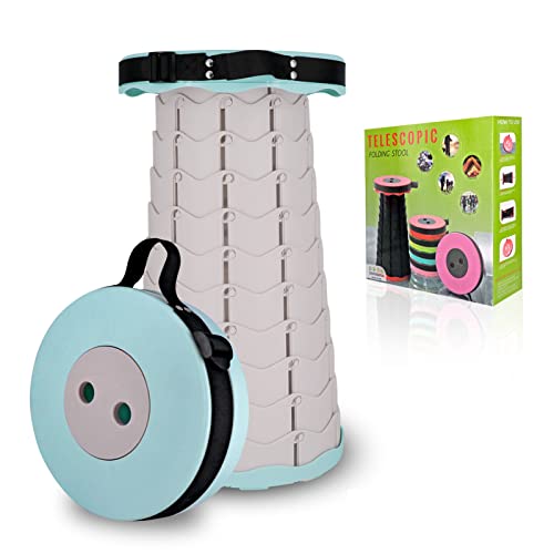 Aseakey Portable telescoping Stool, 330lbs Camping Stool for Fishing, Camping, Hiking, Garden, Travel, Adjustable and Lightweight Folding Stool 