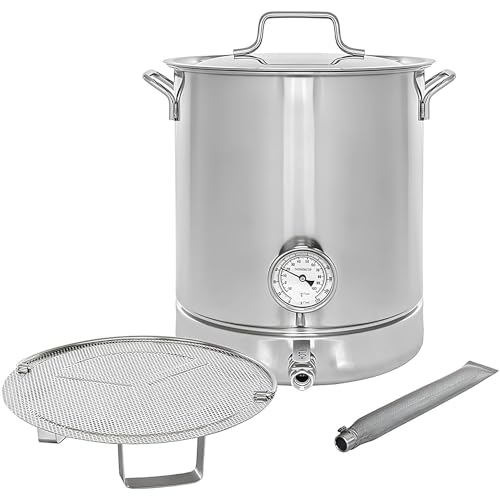 FHRKA Distiller de Agua Fermentador de Acero Inoxidable Stock de Acero Inoxidable El Cuarto de Talla de la Maceta Incluye termómetro de Tapa (40L)