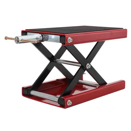 Cozyel Ponte Sollevatore Moto 500Kg, Altezza 95-350Mm, Struttura Pieghevole Con Manovella, Piattaforma Antiscivolo 360x230Mm, Cavalletto Alza Moto Per Officina