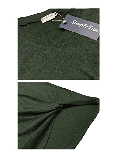 Image of SimpleFun Womens Tops Long Sleeve Shirts V Neck Loose Twist Knot Fall Tunic