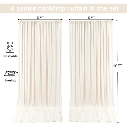 Image of 20x10ft Champagne Backdrop Curtain for Wedding Parties Wrinkle Free Fabric Champagne Drapes Backdrop Decoration for Baby Shower Birthday Photography Decoration 4 Panels, 5ft x 10ft