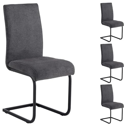 IDIMEX Schwingstuhl Leticia, 4er Set, anthrazit/schwarz, Bequeme Polsterung, Robustes Metallgestell. Ideal für Esszimmer & Küche. Modernes Design, langlebig, Pflegeleicht, vielseitig einsetzbar.