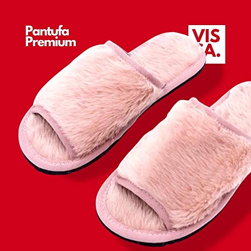 Pantufa Aberta Feminina Rose Chinelo Pelúcia Premium (Rose, br_footwear_size_system, adult, numeric,