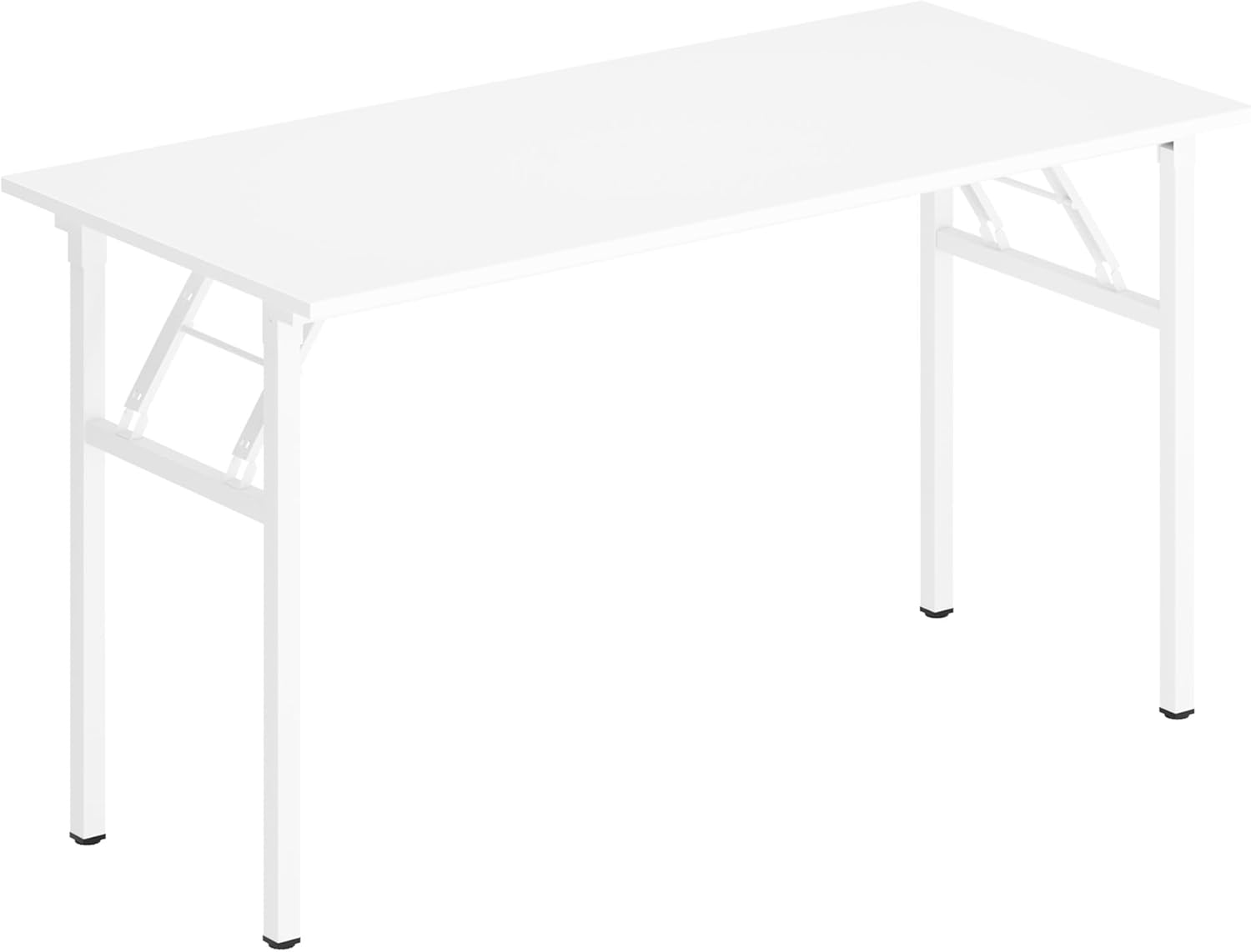 DlandHome Folding Desk Computer Desk 47inches Large No Install Needed Folding Table Workstation for Home Office White White