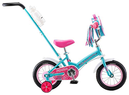 Schwinn Petunia Push Steer and Ride Kids Bike, Girls Beginner Bicycle, 12-Inch Wheels, with Training Wheels, Parent Push Handle, Streamers, Handlebar Bag, Water Bottle and Holder, Teal by Schwinn - Image 6