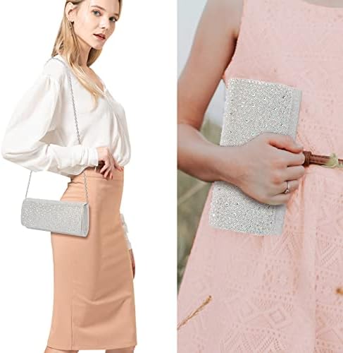 Women Clutch Bag, Glitter Envelope Clutch Bag, Elegant Sequins Evening Bag with Chain Strap for Wedding Dinner Evening Clutch Prom Party Handbag Ladies