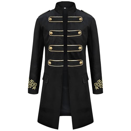 AJGEGJE Chaqueta gótica steampunk vintage para hombre, estilo victoriano medieval, para Halloween, cosplay, carnaval, Negro , L AJGEGJE Chaqueta gótica steampunk vintage para hombre, estilo victoriano medieval, para Halloween, cosplay, carnaval, Negro , L