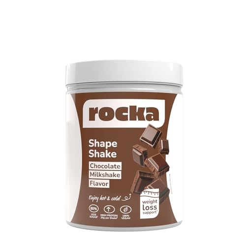 Rocka Nutrition Shape Shake veganes Proteinpulver mit Glucomannan | Veganer Protein Shake mit Ballaststoff zum Abnehmen | Daily Weight Loss Support | 100% Geschmack (600 g Chocolate Milkshake)