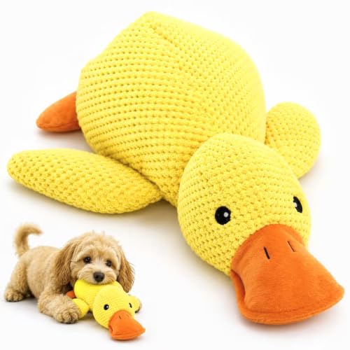 Sunshine smile 22 x 25cm Ente Hundespielzeug,Anti Stress Ente Hund,Quietschspielzeug Hund Kuscheltier,Interaktives Hundespielzeug Unzerstörbar,Dog Toys für Kleine, Mittlere Hunde