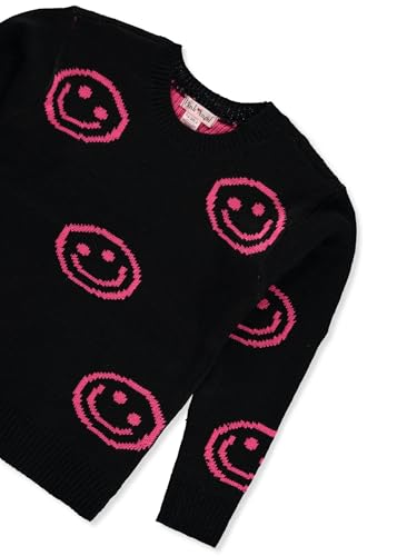 Pink Angel Girls' Allover Smile Sweater - Black/hot Pink, 2t3