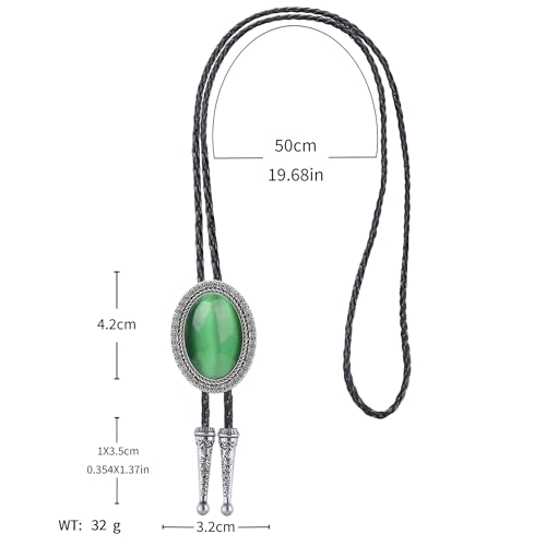 Image of Jeilwiy Bolo Tie for Men Real Stone Westwern Cowboy Ties Silver Bolos Women Leather Necktie Gift for Birthday Christmas