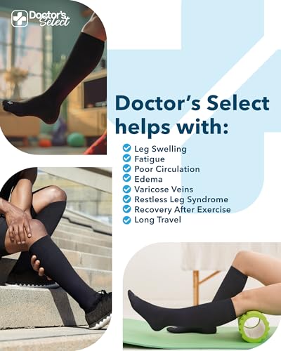 Image of Doctor's Select Bamboo Viscose Light Compression Socks for Women & Men - 3 Pairs, 8-15 mmHg Compression Socks, Knee High