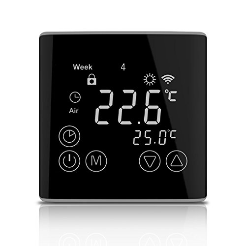 WELQUIC Termostato WIFI 7 días Programable LCD con Pantalla Táctil Remote APP Support Calefacción Control de temperatura de enfriamiento Moderno y Diseño de Child Lock para Hogar y Oficina