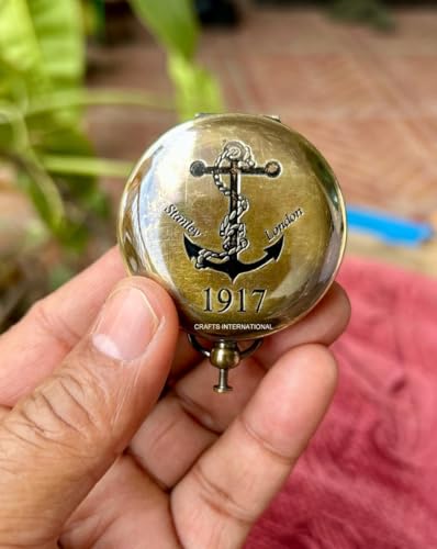 Brújula de bolsillo de latón estilo antiguo artesanal miniatura 7