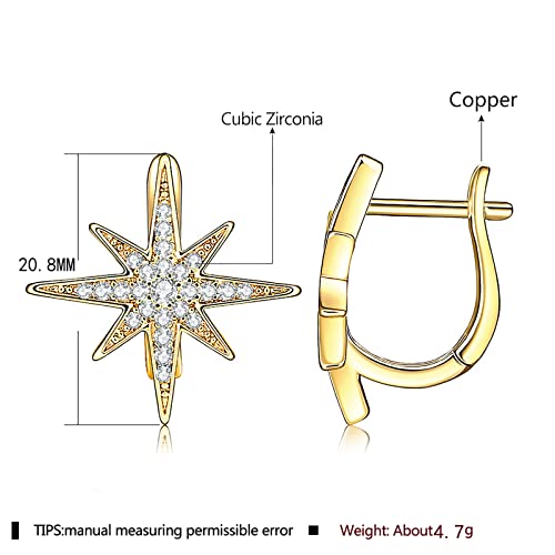Wskfly Anise Star Earrings For Women 14K Gold Plated Cubic Zirconia Huggie Earrings,Gold Heart Necklace With Love You Christmas Birthday Party Jewelry Gift For Daughter Granddaughter #TOP2