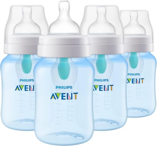 Image of Philips Avent Anti-Colic Bottle with AirFree Vent,9oz,with Flow 2 Nipples,1m+,Blue,SCY703 /24,(Pack of 24)
