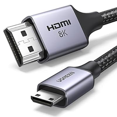 UGREEN 8K Mini HDMI to HDMI Cable 6.6FT Aluminum Braided 8K@60Hz 4K@240Hz Bidirectional HDR eARC Compatible with Raspberry Pi Zero Camera Camcorder Graphics Card Tablet Projector
