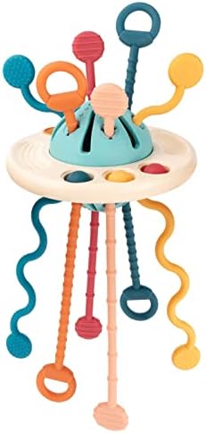 Baby Sensory Toy Montessori Silicone Toy for 12-18 Months, Travel Pull String Toy for 0-6 Months, Developing Fine Motor Skill, Multi-Sensory Activity Toy for 1 Year Old, Birthday Gift for Toddlers