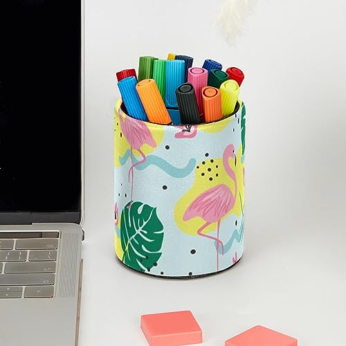 Pot à crayons en cuir synthétique de qualité supérieure avec imprimé végétal