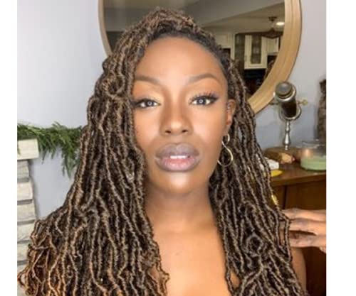 Flotig New Goddess Faux Locs Crochet Braids 24 Inch 6Packs Ombre Brown Synthetic Braiding Hair Extensions (24Inch, T30)