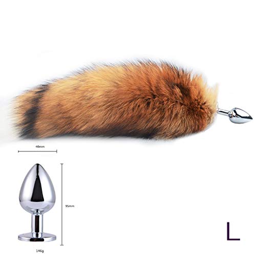 CHAOUA アナルプラグ 尻尾 smグッズ アナル拡張 ブラウンフォックステールコスプレ用 アナル調教アダルトグッズ (タイプA, ラージ) - 画像2