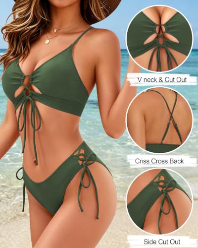 HORISUN Sexy Bikini Sets for Women Curvy 2 Piece Cutout Swimsuit 2026 - image 4