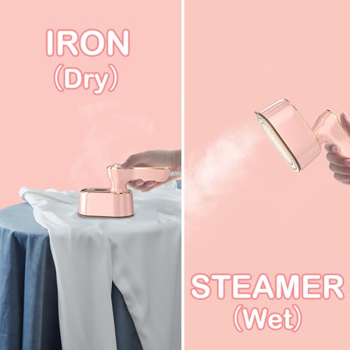 Image of Travel Steamer Iron for Clothes Mini - Portable Ironing Machine Travel Small Size Portable Steamer Travel College Dorm Home Essentials (Coralpink)