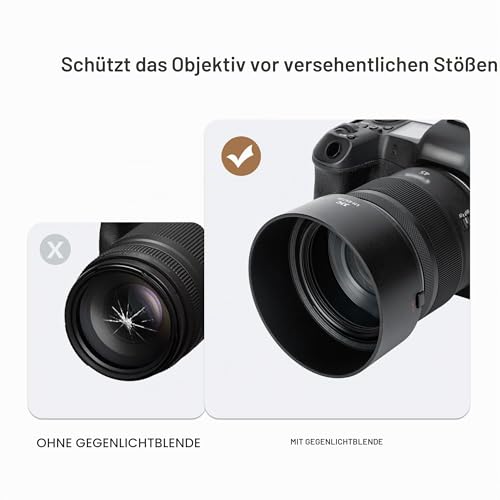JJC ES73B Bajonett Gegenlichtblende Kompatibel mit Canon RF 45 mm F1,2 STM Objektiv, Umkehrbare Sonnenblende Objektivschutz ersetzt Canon ES-73B Gegenlichtblende