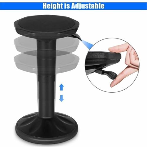 Image of Pemberly Row Adjustable Plastic Wobble Seating Stool, Black Finish, 13 inch L x 13 inch W x 16.5-23 inch H, Ergonomic Design, Lightweight Portable Stool for Home, Classroom, or Workspace