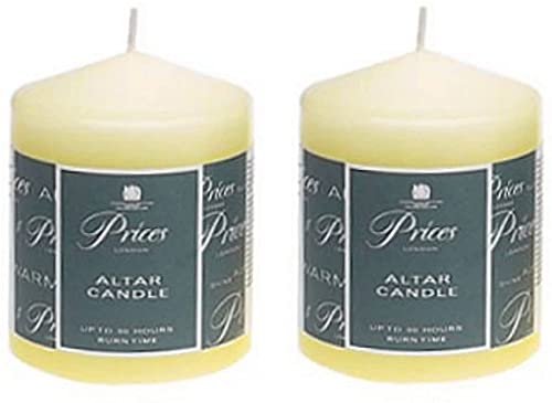 2 x prezzi Avorio Candela da altare 100 mm x 80 mm...
