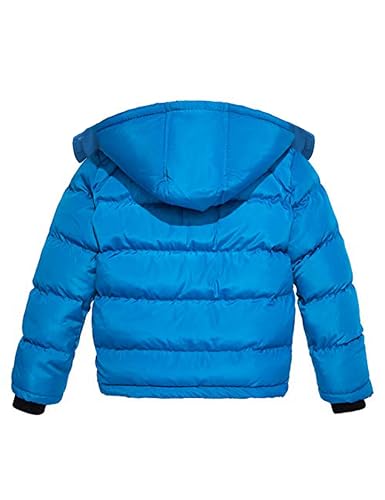 Image of wantdo Boys Puffy Winter Coats Fleece-Lined Snow Jackets Removable Hood | Elastic Cuffs, Hook-and-Loop Collar, Windproof, Machine Washable