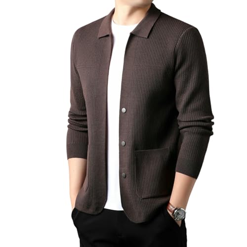 Cárdigan de manga larga con solapa para hombre ideal para la oficina