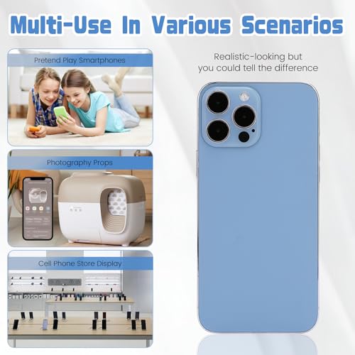 Dummy Fake Phone Model, Looks Like The Real Phone Compatible with Phone 13 Pro max, for Cell Phone Store Display or Send a Toy Phone 13 Promax for Kids (Blue Colorscreen)