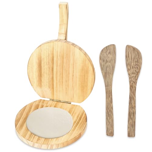 Cyrank Wooden Tortilla Press, Manual Tortilla Maker Flour Dough Press, Press Dumpling Chapati Maker Roti Maker Dumpling Skin Dough Presser Quesadilla Maker for Home Kitchen