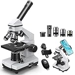 ESAKO Compound Microscope for Kids & Adults, 100X-2000X Magnification Microscope for Students, School Lab & Home Education, with Phone Adapter, 20 Slides Set