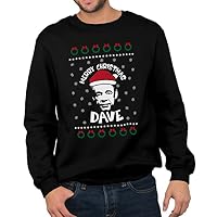 Merry Christmas Dave Jumper Sweatshirt Christmas Festive Xmas Santa Hat Rudolph Trotter Trigger Rodney 90's TV Show Film Gift Present 80% Ringspun Cotton 20% Polyester (Medium, Black Prime)