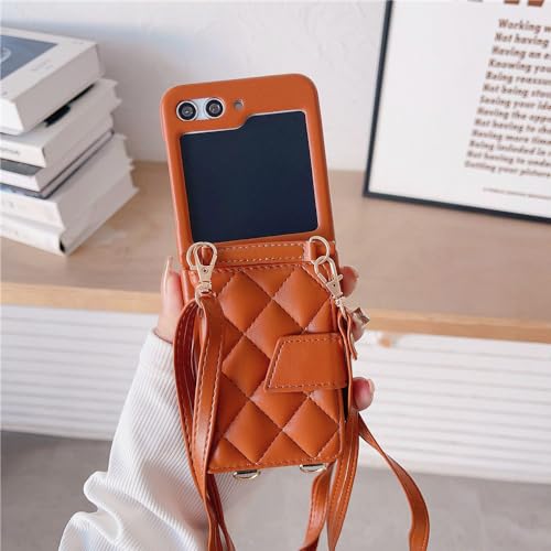 Coque bandoulière caramel pour Galaxy Z Flip 5 4 3 en voyage