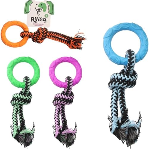 PET Brinquedo Para Cachorros Cães Anel De Borracha Com Corda Trançada Resistente Cor Sortida