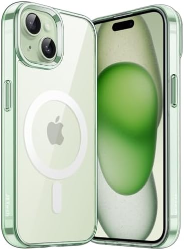 JETech Magnetyczna Etui do iPhone 15 6,1 Cala Kompatybilny z MagSafe Bezprzewodowy Ładowanie, Odporny Wstrząsy Phone Bumper Case, Przezroczysty Tył, Odporny na Zarysowania (Przezroczyste)