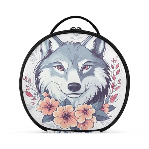 Takiito Wolf Art Travel Makeup Case Portable Makeup Box Artist Cosmetic Case Organizer With Adjustable Dividers