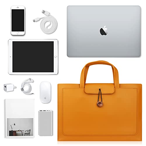 CREATOR Laptop Case Sleeve 13.3-14 Inch Briefcase Waterproof Leather Tote Messenger Bag Slim PC Carrying Case for 13.3"-14" Notebooks