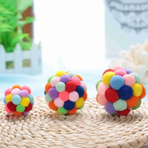 Mbeysaq Bola colorida feita à mão, sino de gato, bola de brinquedo de pelúcia para cães, gatos, filh