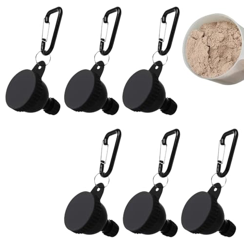 Derwrtup 6 Set Gym Supplement Funnel Container Keychain Pots, 50 ml